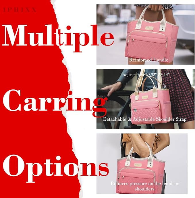 Lunch Bag Women Insulated Lunch Box for Adults - Leakproof Large Purse Lunch Tote Bags for Women with Adjustable Shoulder Strap Zipper Side Pockets for Work