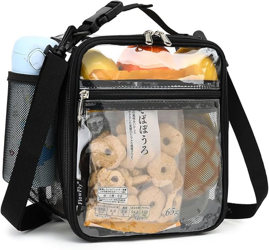 FlowFly Kids Lunch box Insulated Soft Bag Mini Cooler Back to School Thermal Meal Tote Kit for Girls, Boys, Clear