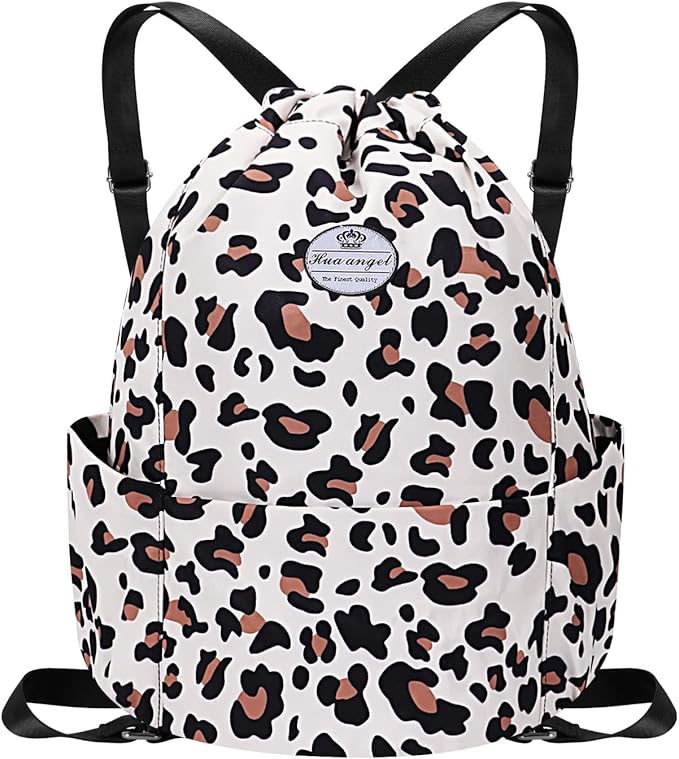 HUA ANGEL Floral Print Drawstring Bag - Lightweight Waterproof Cinch Sackpack with Side Pocket for Men & Women Travel Gym Bag