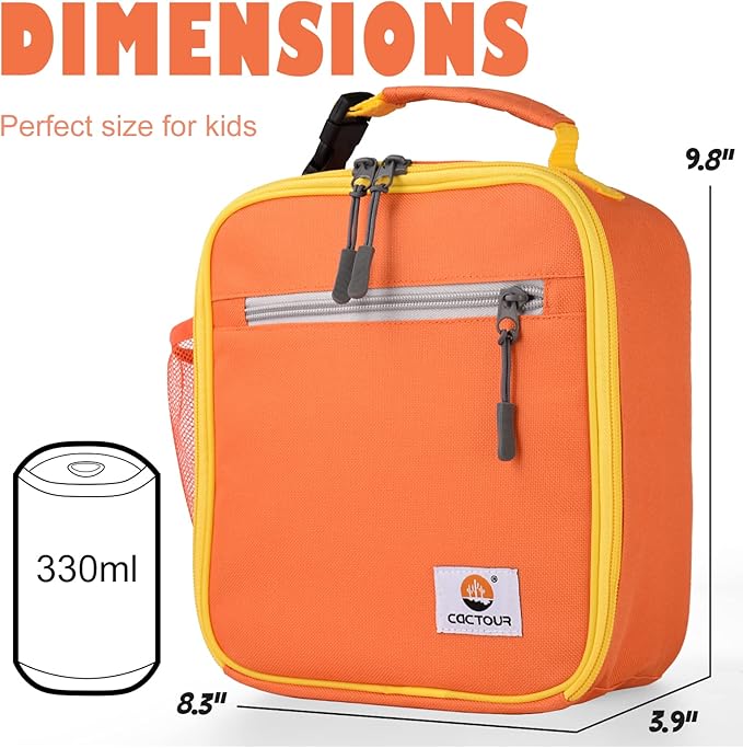Lunch Box Kids,Premium Insulated Lunch Bag for Girls Boys,Soft Bag Mini Cooler Back to School Thermal Reusable Lunch Bag for Work School Picnic (Orange)
