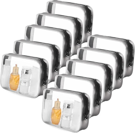 Tbestmax 10 Pack Clear Cosmetic Bags Makeup Bags Portable Waterproof TSA Approved Travel Toiletry Bags Organizer