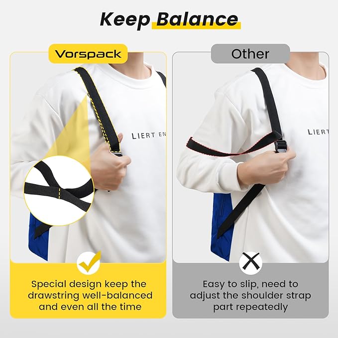 Vorspack Drawstring Backpack Water Resistant String Bag Sports Gym Sack with Side Pocket for Men Women