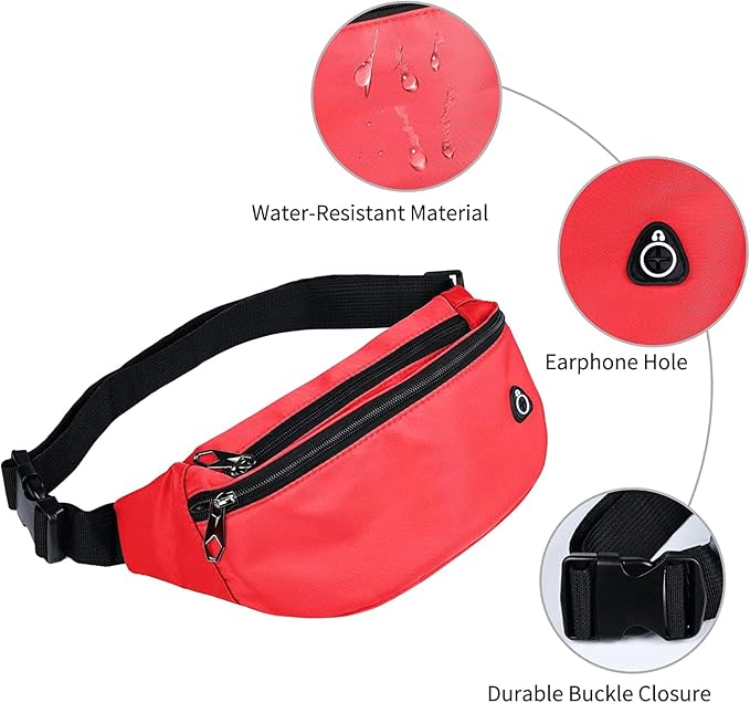 Fanny Pack for Men Women, Waterproof Sports Waist Bag Pack, Belt Bag for Travel Hiking Running