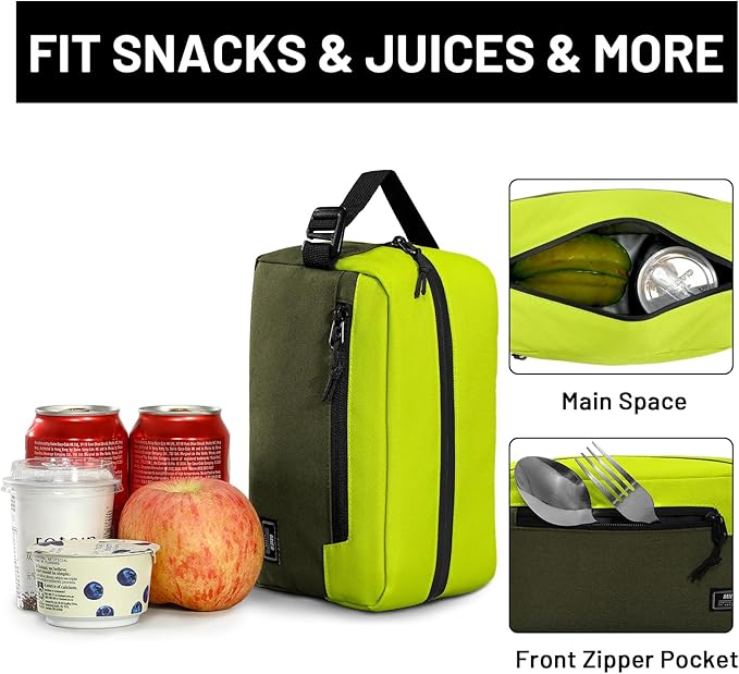 MIER Freezable Snack Bags Small Frozen Mini Cooler Lunch Bag Freezer Insulated Pouch for Kids Adults Work School Travel On-the-go, Green/Olive