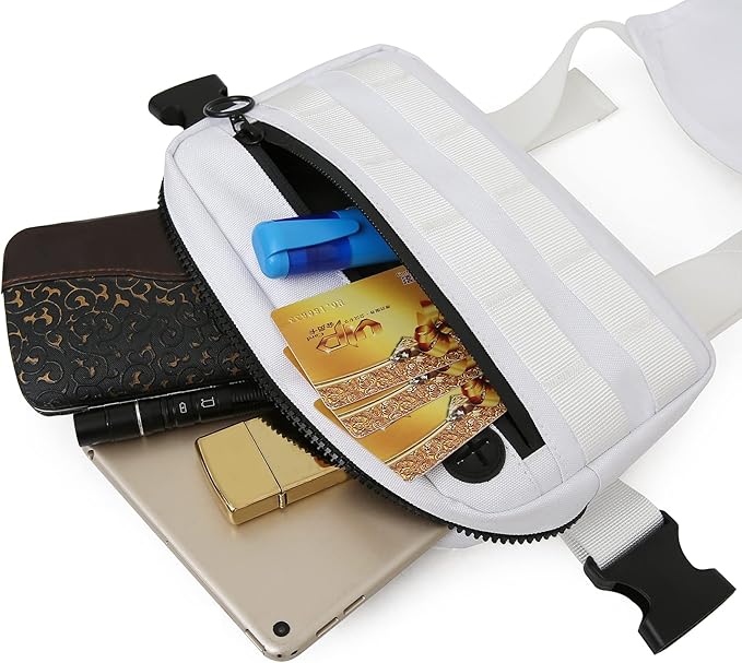 Outdoor Sports Chest Bag, Lightweight EDC Chest Bag For Men & Women, Running Vest Chest Pack With Phone Holder For Workouts, Cycling & Hiking (White)