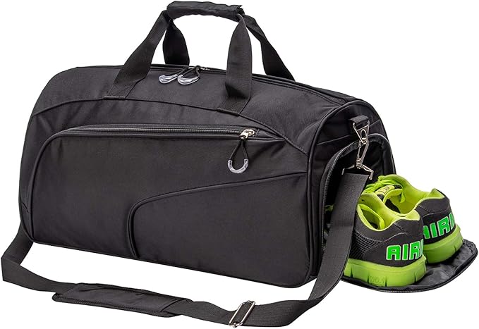 Kuston Sports Gym Bag with Shoes Compartment &Wet Pocket Gym Duffel Bag Overnight Bag for Men and Women