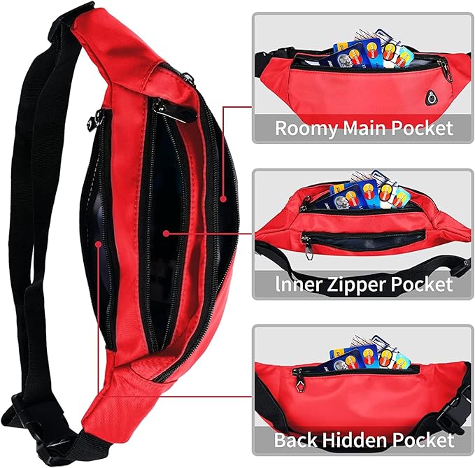 Fanny Pack for Men Women, Waterproof Sports Waist Bag Pack, Belt Bag for Travel Hiking Running