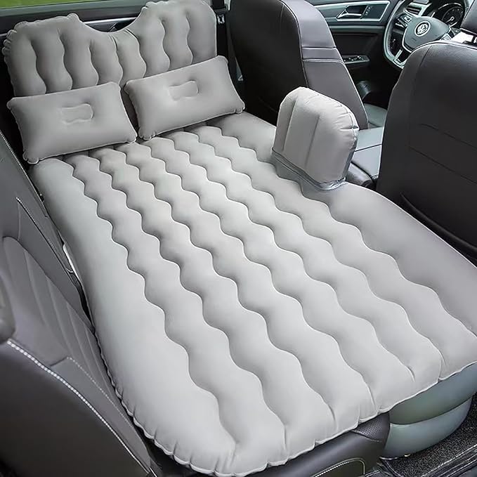 Inflatable Car Air Mattress Back Seat Bed,Thickened Car Travel Camping Air Mattress with Air Pump,Blow Up Bed Portable Car Sleeping Mattress for Car Universal SUV