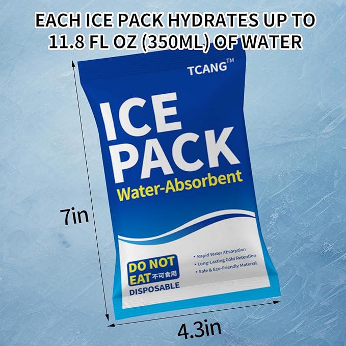 Disposable Ice Packs for Coolers & Lunch Boxes - Pre-Frozen Leak-Proof Cold Packs,Soft Gel Ice Packs for Camping, Beach Bags, Picnics,Outdoor Events, Takeout Delivery