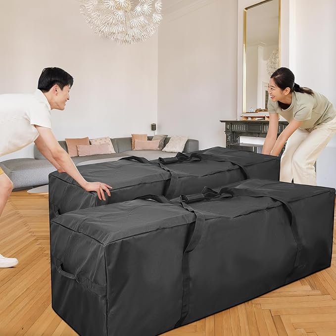 COOLBEBE 52" Sports Duffle Bag - 160L Extra Large Travel Duffel Luggage Bag with Upgrade 2-way Lockable Zippers, Sturdy & Water Resistant Long Duffle Bag for Camping Moving (Black 52inch 2Pack)