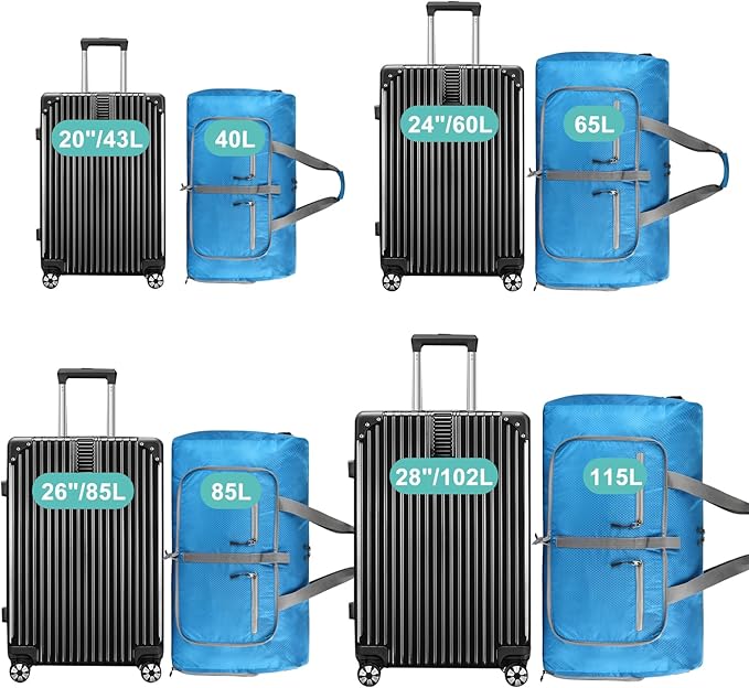 Dimayar Travel Duffle Bag for Men Women - Foldable Duffel Bag with Shoes Compartment - Overnight Bags Waterproof & Tear Resistant(115L,Light Blue)