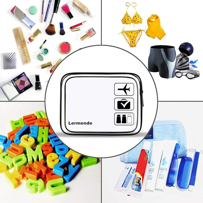 Lermende 2pcs Clear Toiletry Bag TSA Approved Travel Bag,Carry On for Travel,Airport Airline Accessories Compliant Bag,Quart Sized Makeup Cosmetic bag Women Men (Black, 2 Pack)