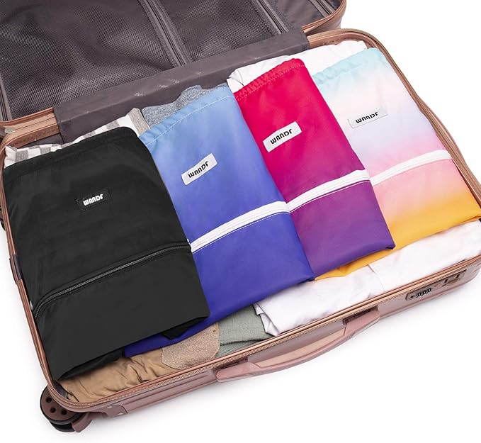 WANDF Drawstring Backpack String Bag Sackpack Cinch Water Resistant Nylon for Gym Shopping Sport Yoga (Black)