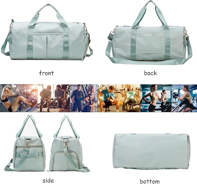Women Gym Bag with Separation for Wet and Dry, Shoe Storage, Waterproof Travel Duffle Bag for Gym, Swimming, Yoga, Sports (Green)