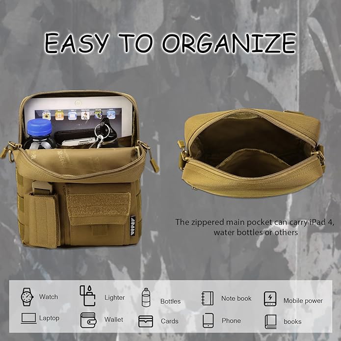 Protector Plus Tactical Messenger Bag Men Military MOLLE Crossbody Pack (Patch Included)