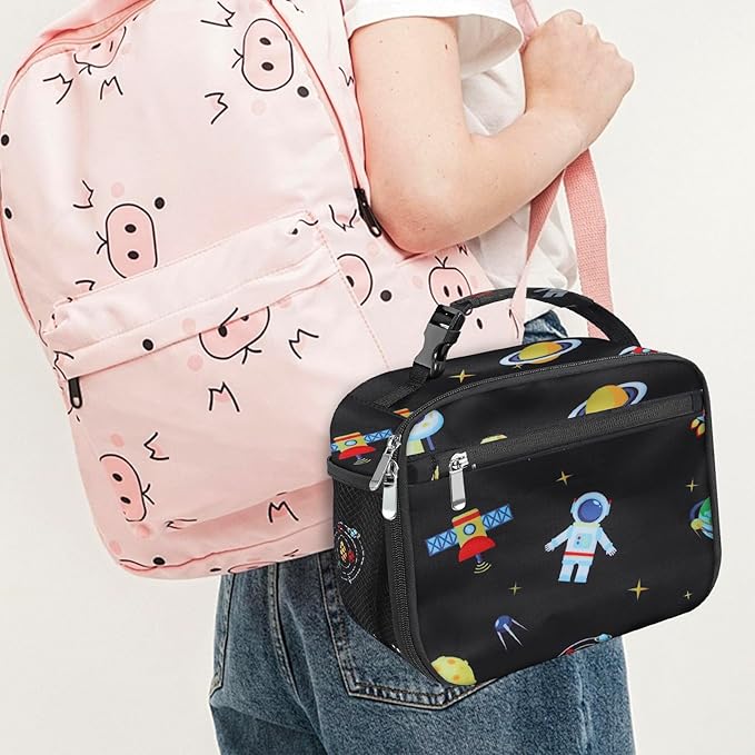 Kids Lunch Box for Boys Girls Lunch Bag Insulated Durable Lunchbox Children Lunch Tote Bag for School Astronaut