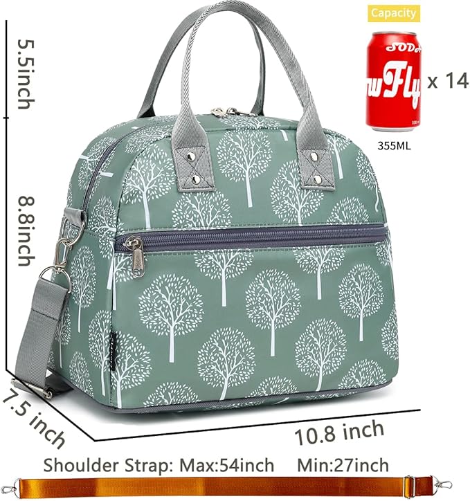 FlowFly Insulated Lunch Bag With Shoulder Strap for Women, Men, and Kids, Large and Reusable, Handle, Freezable Work and School Travel Tote and Meal Prep Organizer,Dandelion