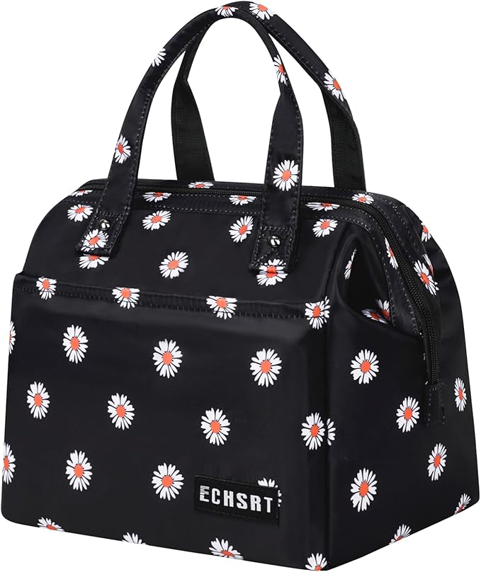 ECHSRT Large Insulated Lunch Bag for Women Men Leakproof Cooler Lunch Tote Bags for Work Travel Adult Thermal Lunchbox for Office -10L Daisy Print
