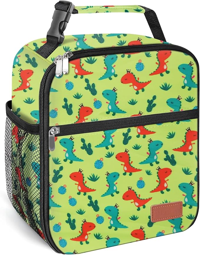 Lunch Box for Men & Women Durable Lunch Bag for Adults Reusable Small Lunchbox Orange Dinosaur