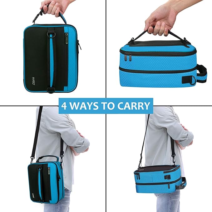 Expandable Insulated Lunch Bag, Leakproof Flat Lunch Cooler Tote with Shoulder Strap for Men and Women, Suitable for Work & Office Tirrinia, Blue