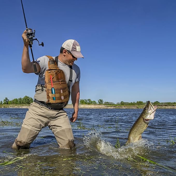 Fishing Backpack Tackle Storage Bag With Rod Holder - Sling Gear Storage