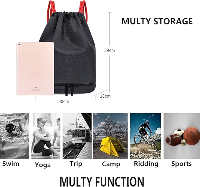 Waterproof Drawstring swim Bag Sackpack Backpack,Dry Wet Depart,Swimming Gym Yoga Sport Shoulder Rucksack Daypacks Casual Bags (GREEN)