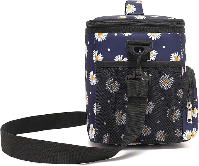 Insulated Lunch Bag for Adult/Women/Men, Reusable Large Lunch Box Cooler Soft Leakproof Tote, Thermal Meal Prep Lunch Pail with Adjustable Shoulder Strap for School/Travel/Office, Daisy