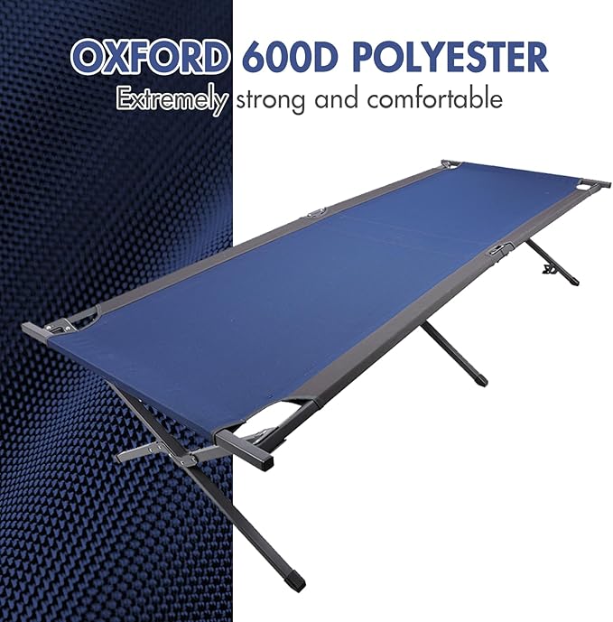 PORTAL Camping Cot, Sleeping Cots for Adults Portable Folding Cot Heavy Duty Tent Cots for Camping, Camping Bed, Supports 300LBS, Dark Blue