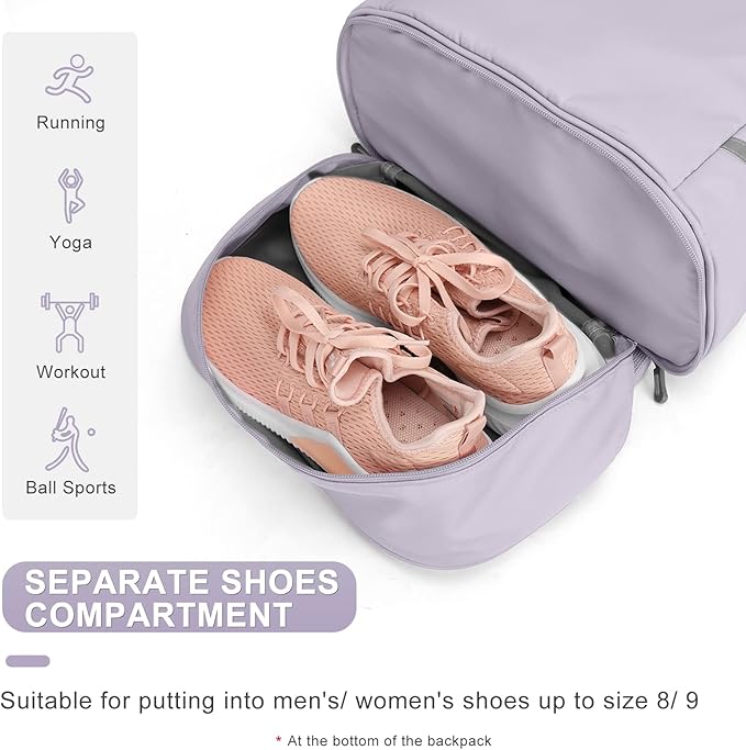 Coofay Gym Backpack for Women - Waterproof, Lightweight, Large Travel Sports Gym Bag with Shoe Compartment