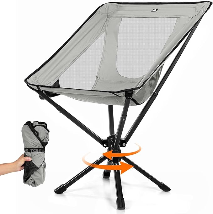 Portable Camping Chair - SwivelCore 180 Swivel & Auto-Return, Small Compact Lightweight Folding Chairs for Adults, Outdoor Backpack Chair for Adventures, Setup in Seconds, Support 300 LBS
