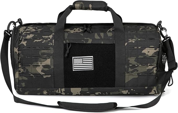 QT&QY 40L Military Tactical Duffel Bag For Men Sport Gym Bag Fitness Tote Travel Duffel Bags Training Workout Bag With Shoe Compartment Basketball Football Weekender Bag