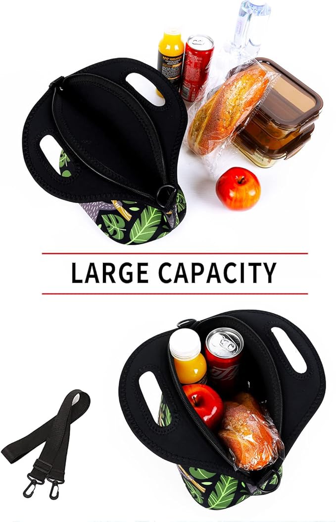 Violet Mist Neoprene Lunch Bag Tote Reusable Insulated Lunch Box with Adjustable Shoulder Strap&Pocket for Women,Men,Adults