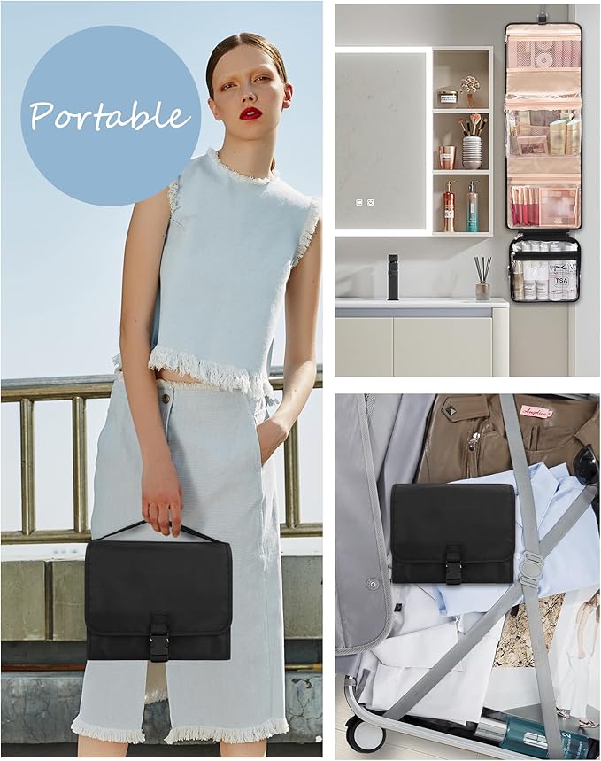 Relavel Travel Makeup Bag Hanging Toiletry Bag for Women Men TSA Approved Clear Bag Toiletries Waterproof Cosmetic Bag Toiletry Bag Travel Toiletry Organizer for Bathroom Shower, Large Size