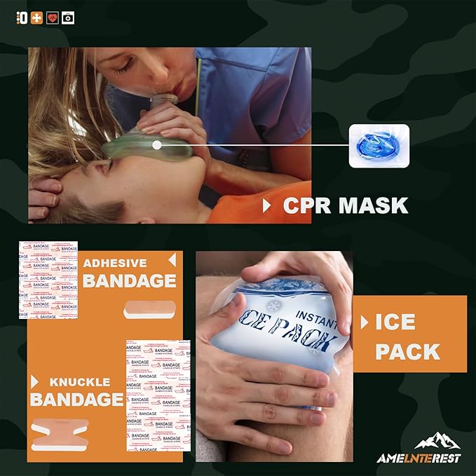Survival Kits, 174Pcs Survival Gear First Aid Kit IFAK with Molle System Essential Camping Gear Emergency Medical Supplies for Car Fishing Hunting Outdoor Adventure