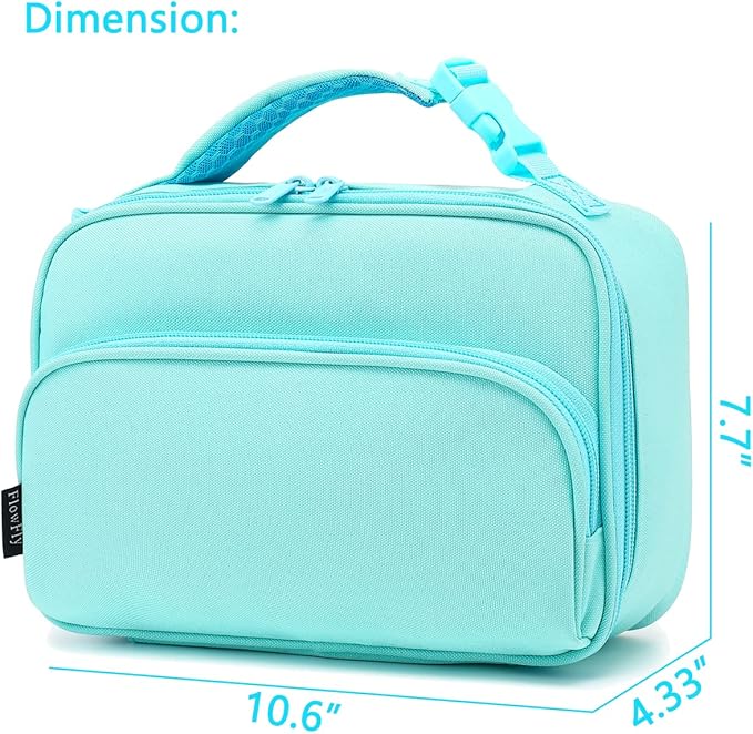 FlowFly Kids Lunch box Insulated Soft Bag Mini Cooler Back to School Thermal Meal Tote Kit for Girls, Boys,light blue