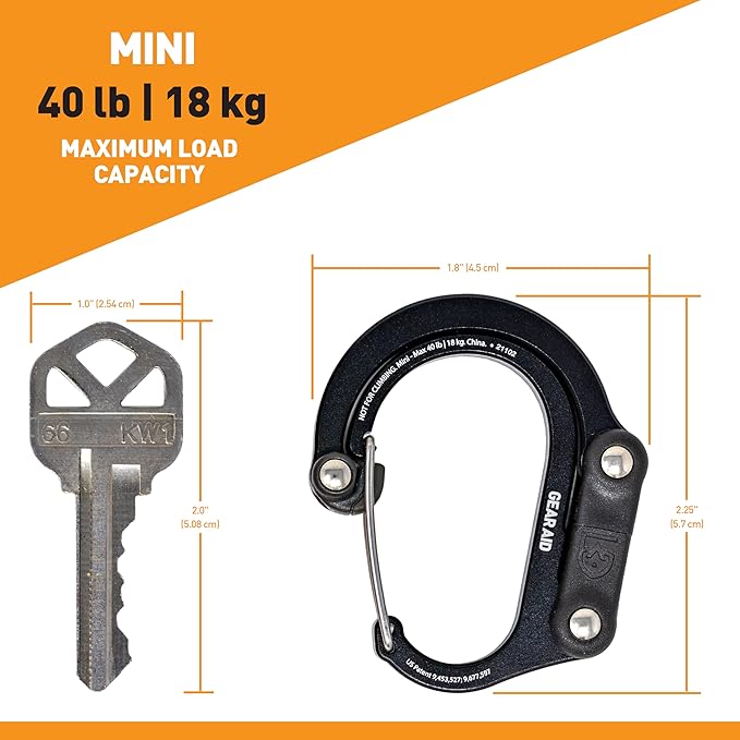 GEAR AID HEROCLIP Carabiner Gear Clip and Hook (Mini) for Travel