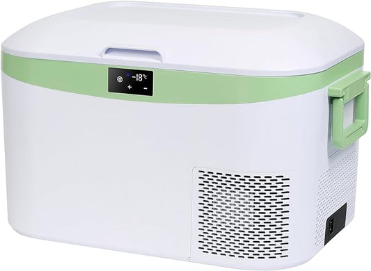 12 Volt Refrigerator Portable Car Freezer 13.5 Quart (12.8 Liter) Compressor Cooler 12V/24V DC 110～240 Volt AC for Truck Van RV Camper SUV Boat Travel Camping Road Trips Tailgating -18℃~+15℃