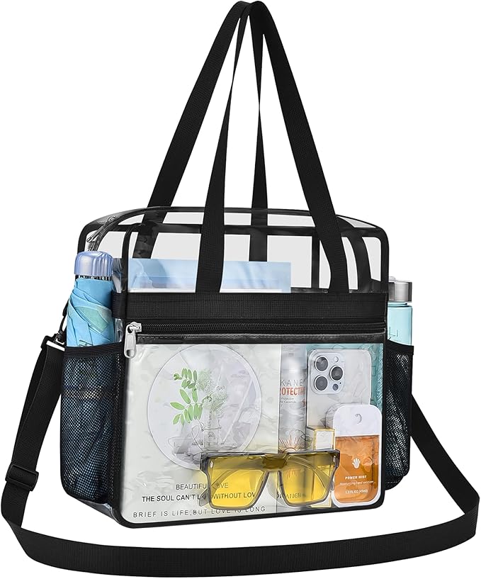 USPECLARE Clear Tote Stadium Approved, Security Travel & Gym Clear Bag for Work Sports Games Concerts