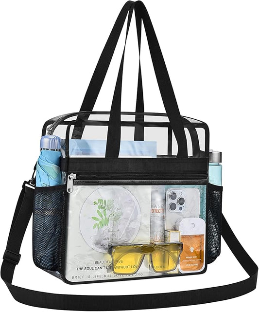 USPECLARE Clear Tote Stadium Approved, Security Travel & Gym Clear Bag for Work Sports Games Concerts