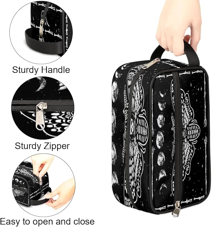 Gothic Skull Black Hanging Toiletry Bag,Travel Hygiene Kits,Waterproof Makeup Carry-on Bags,Cosmetic Bag,Approved Shave Dopp Kit for Toiletries Shower Bathroom Halloween Accessories Gifts