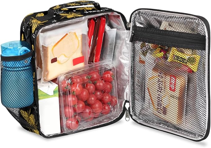 cfpolar Insulated Lunch Bags Animal Bee Letter Quote Lunch Box for Men Boys Girls Reusable Mini Cooler Lunch Tote Lunchbox Thermal Meal Tote Kit with Shoulder Strap for Work School Picnic