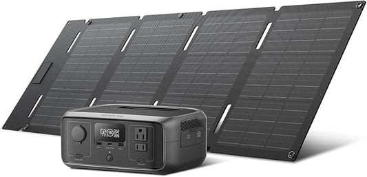 EF ECOFLOW Solar Generator RIVER 3 with 45W Solar Panel, 245Wh Portable Power Station LiFePO4 Battery, 300W Up to 600W AC Output, <20 MS UPS, 1Hr Fast Charging Power Station for Outdoor/Camping/RVs