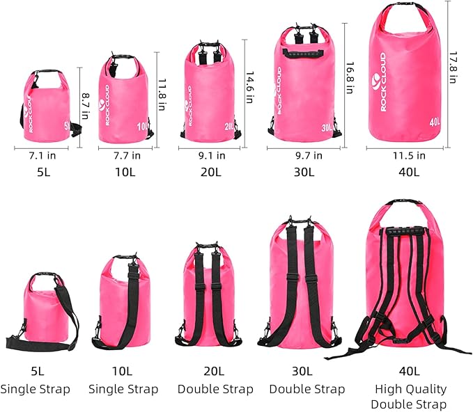 ROCK CLOUD Dry Bag Waterproof 40L Dry Sack for Kayaking Rafting Boating Beach Surfing Swimming Canoe Camping Hiking Fishing Ski