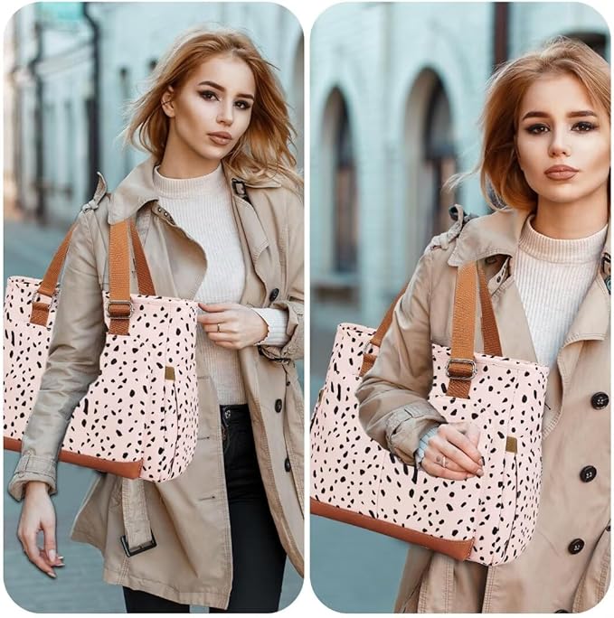 Large Women Lunch Bags for Work/Insulated Adult Lunch Box for Women/Leakproof Cooler Lunch Tote Bag with Storage Pocket. Reusable Lunch Cooler Purse for Work Picnic Hiking 14L, Pink Leopard