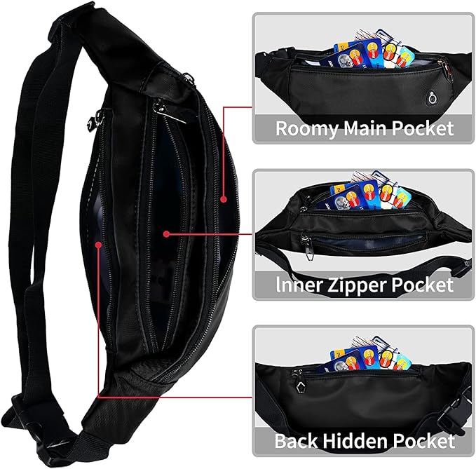 Fanny Pack for Men Women, Waterproof Sports Waist Bag Pack, Belt Bag for Travel Hiking Running
