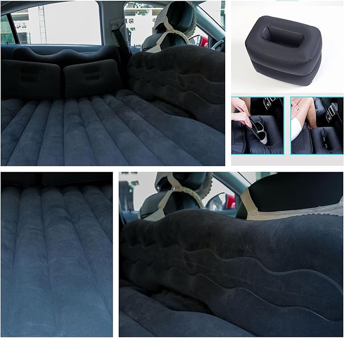 Inflatable Car Air Mattress Back Seat Bed,Thickened Car Travel Camping Air Mattress with Air Pump,Blow Up Bed Portable Car Sleeping Mattress for Car Universal SUV
