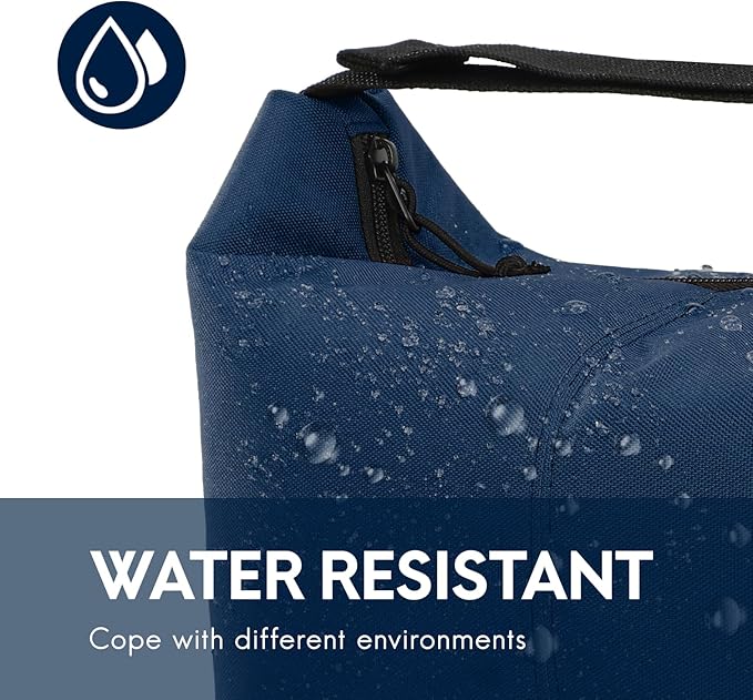 Haimont Small Insulated Lunch Bag, Reusable Thermal Cooler Lunchbox with Adjustable Buckle, Leakproof Practical Lunch Tote Women Men for Beach, Hiking, Business, Navy Blue