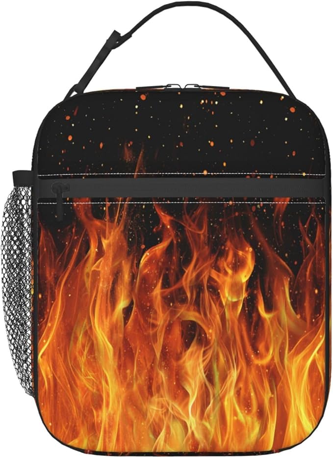 Fire Lunch Bag Insulated Reusable Lunch Box Thermal Cooler Tote For Men Women Work Travel Picnic Hiking