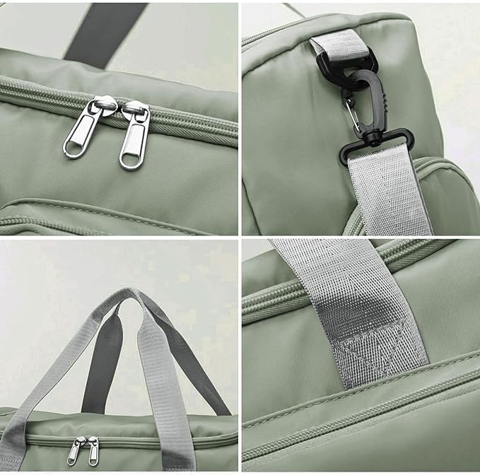 Travel Duffel Bag with Shoes Compartment Sports Gym Bag with Dry Wet Separated Pocket for Men and Women, Overnight Bag Weekender Bag Training Handbag Yoga Bag - Dark Green