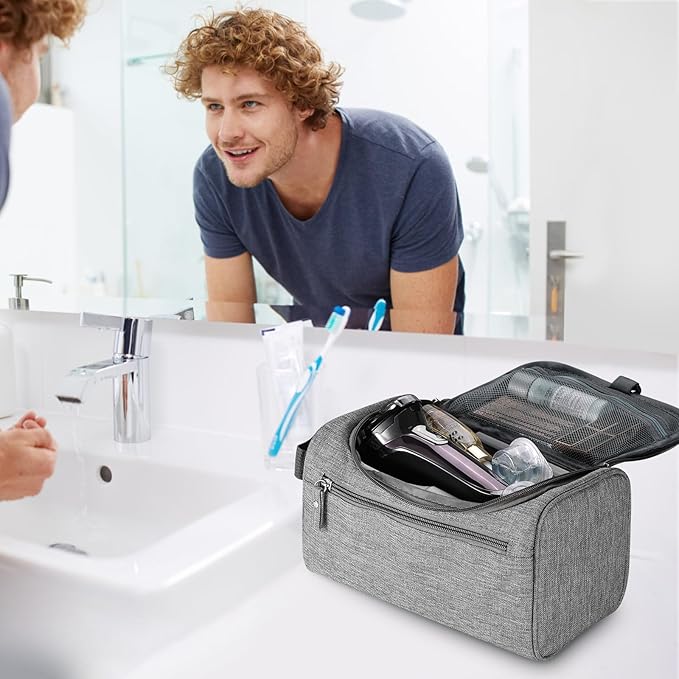 Hanging Toiletry Bag for Women and Men Traveling Makeup Large Capacity Cosmetics Portable Dopp Kit Storage Organizer Bag with Hanging Hook for Toiletries Brushes Shaving Tools (Gray)